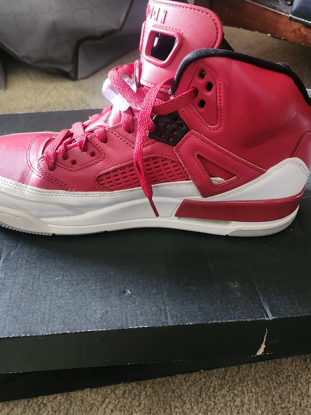 Jordan Men's Red and White High-Top Sneakers